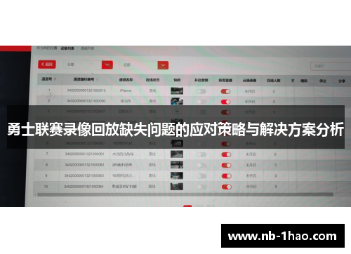 勇士联赛录像回放缺失问题的应对策略与解决方案分析