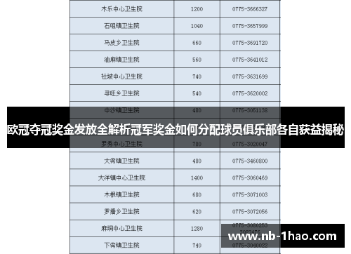 欧冠夺冠奖金发放全解析冠军奖金如何分配球员俱乐部各自获益揭秘